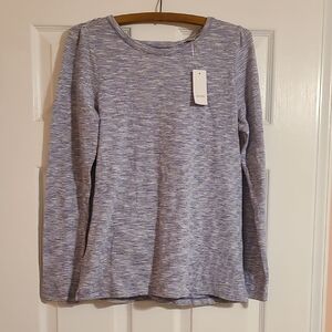LOFT Heathered Blue Long Sleeve Shirt
